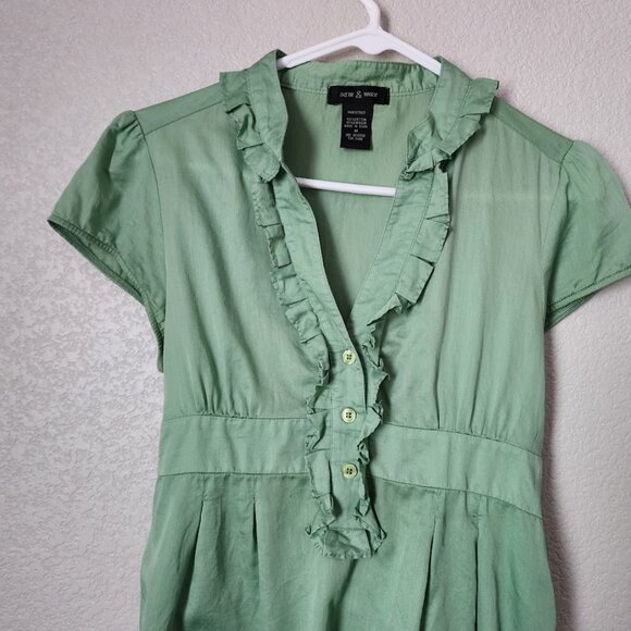 SAM‎ & MAX x VINTAGE y2k green babydoll ruffle tie waist top size M - Picture 5 of 7